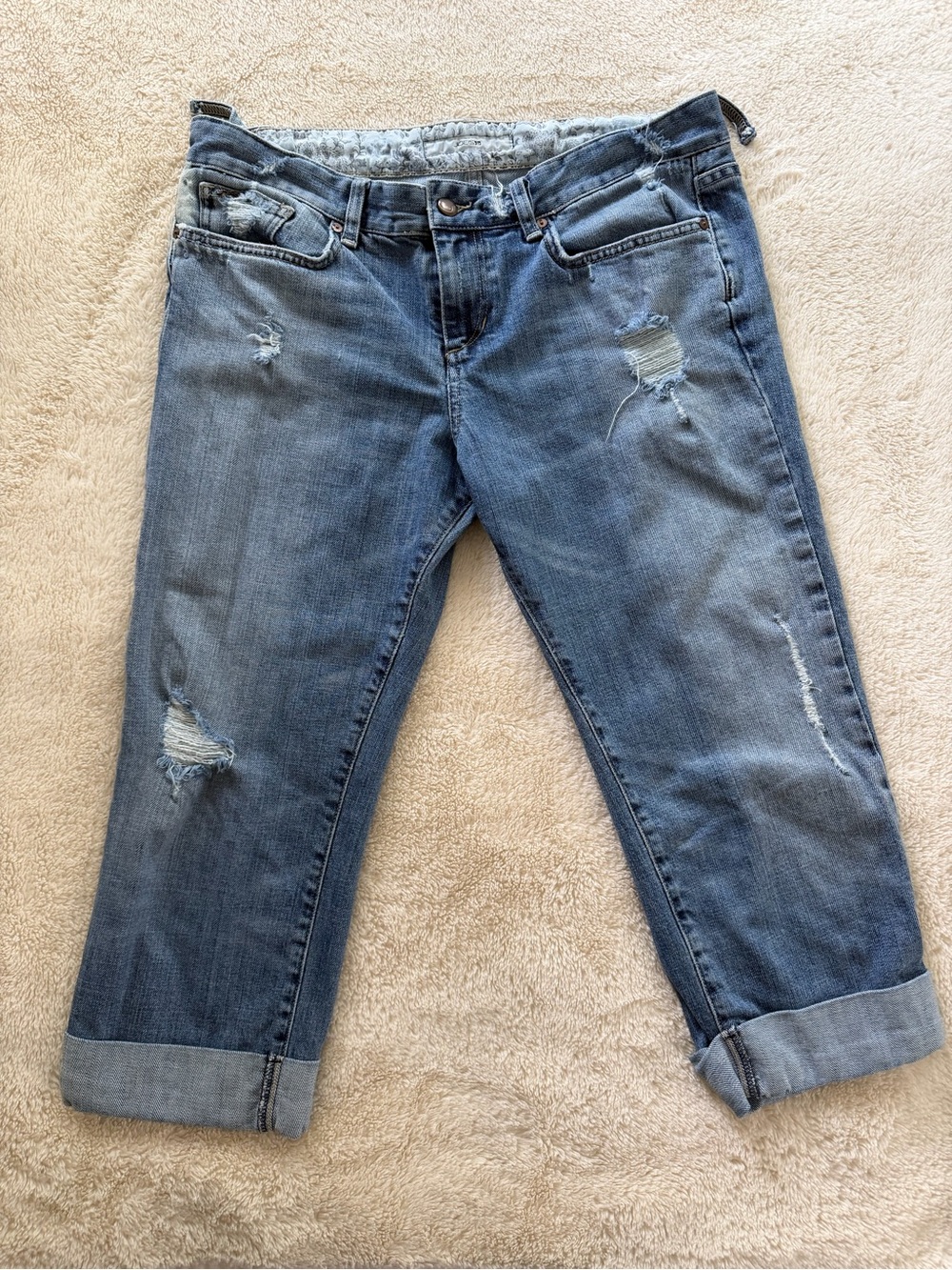 Joe’s Jeans Distressed Cuffed Capri Jeans Light Wash Stretch Women’s 29 Waist